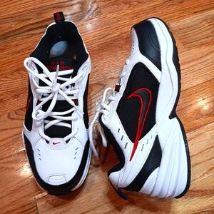 NIKE Air Monarch IV Shoes - White Black‎ & Red - Men’s Size 9 Wide